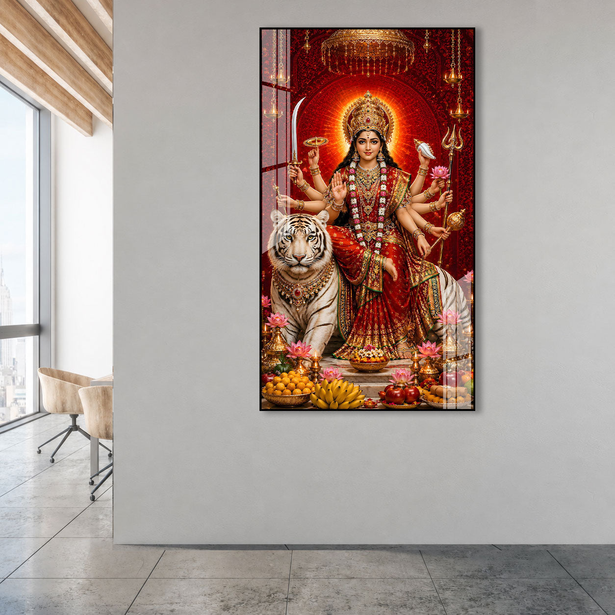 Spiritual Goddess Durga Acrylic Wall Decor for Home Temple