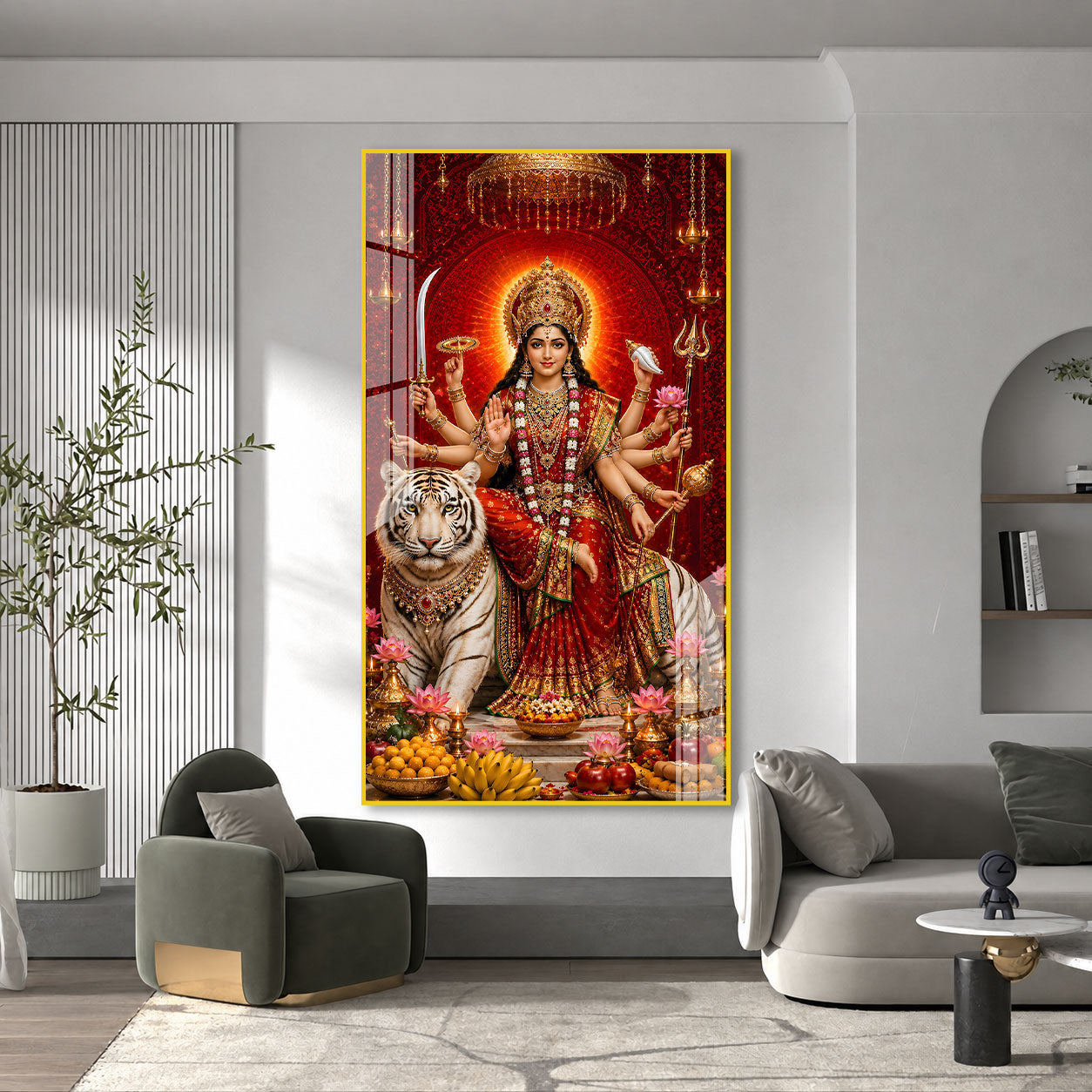 Spiritual Goddess Durga Acrylic Wall Decor for Home Temple