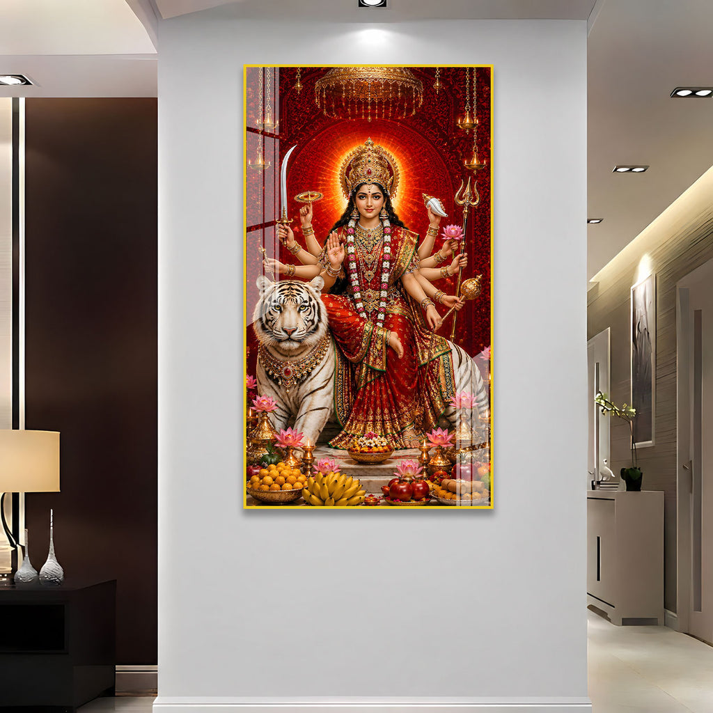 Spiritual Goddess Durga Acrylic Wall Decor for Home Temple