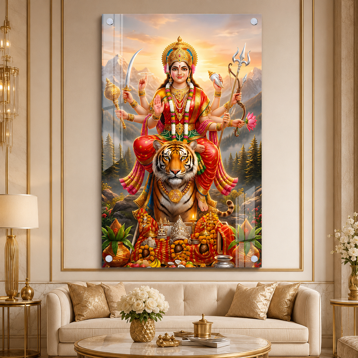 Goddess Durga Acrylic Painting for Home & Office Wall Decor