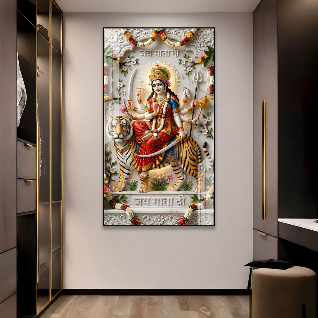 Luxury Durga Mata Acrylic Painting for Vastu Home Decor