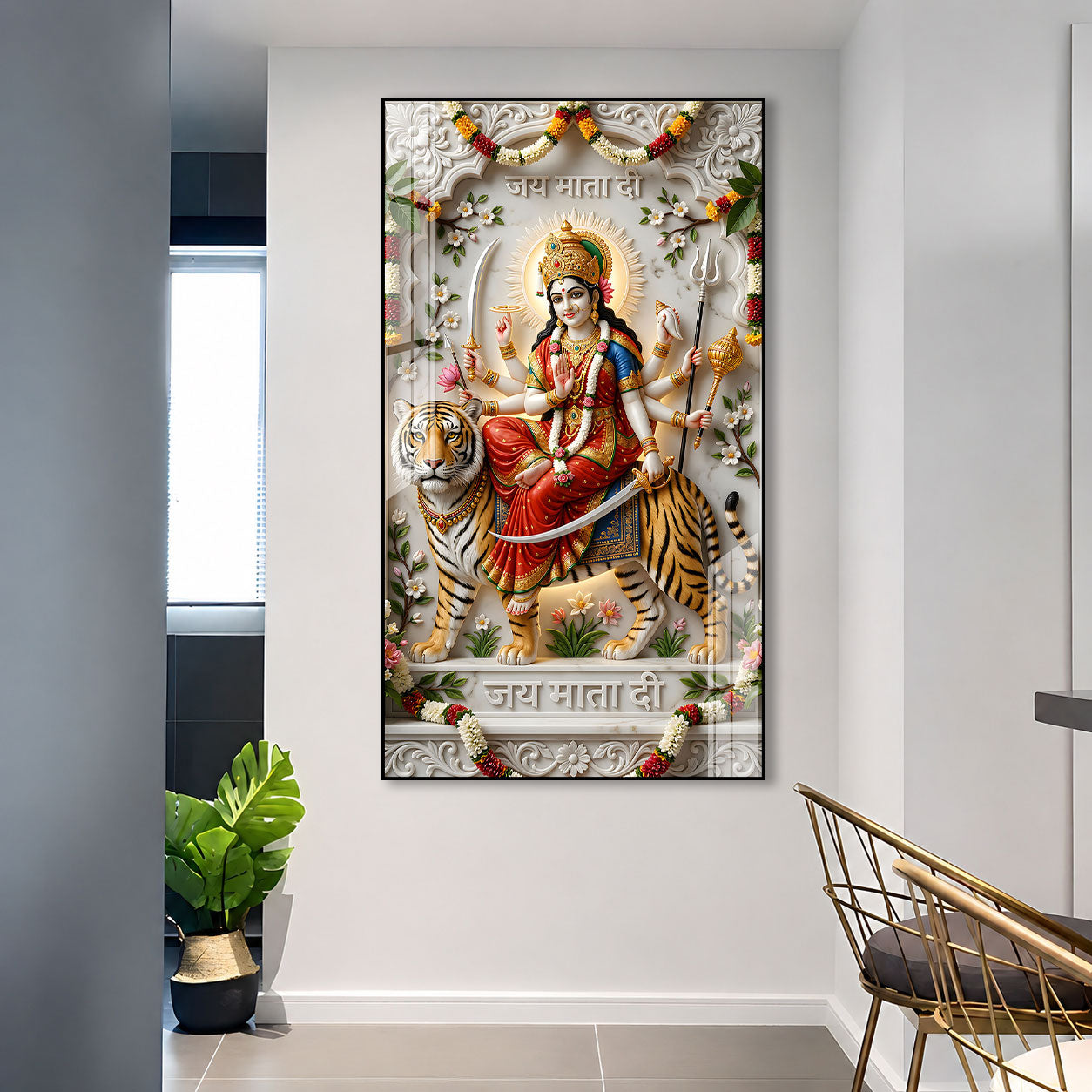 Luxury Durga Mata Acrylic Painting for Vastu Home Decor