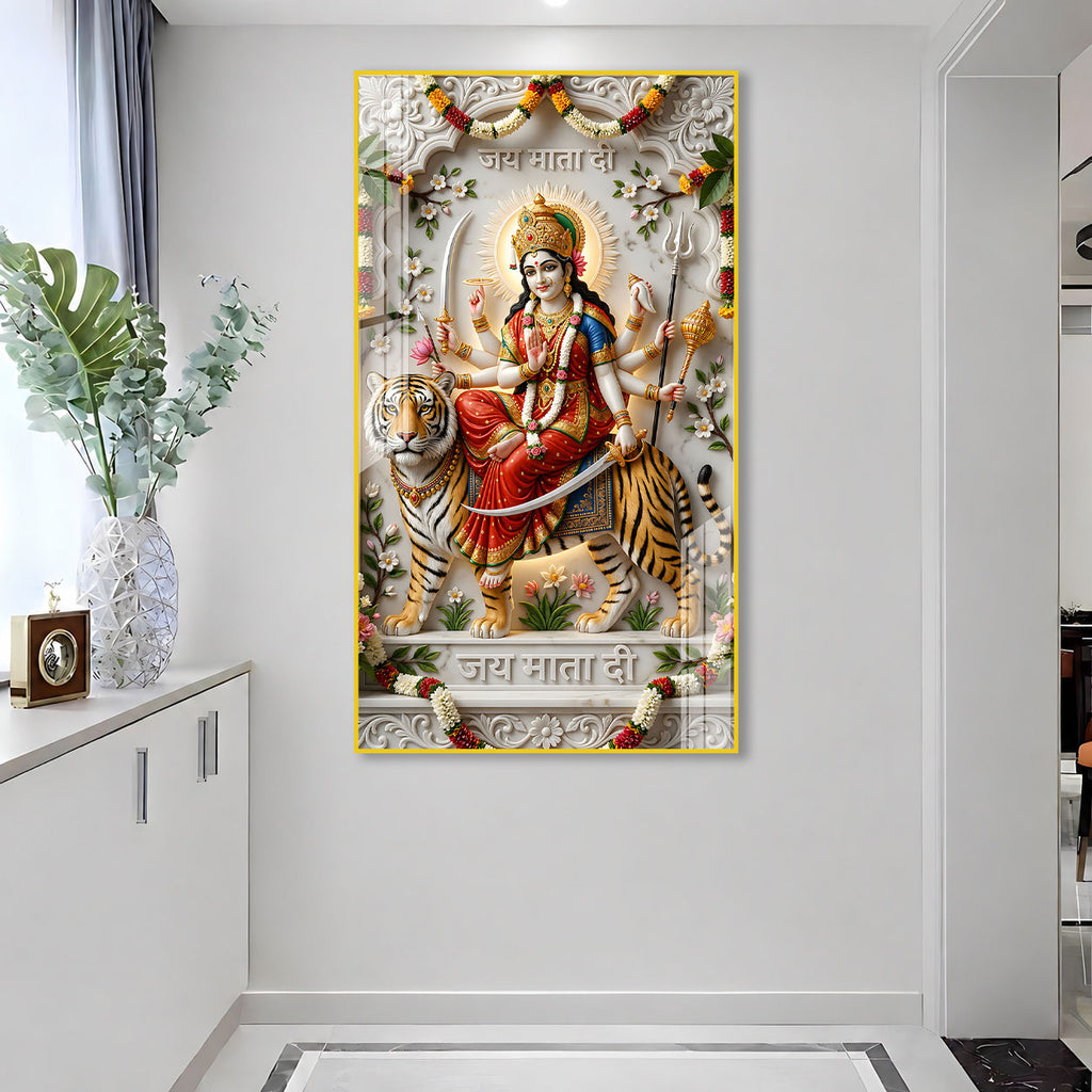 Luxury Durga Mata Acrylic Painting for Vastu Home Decor