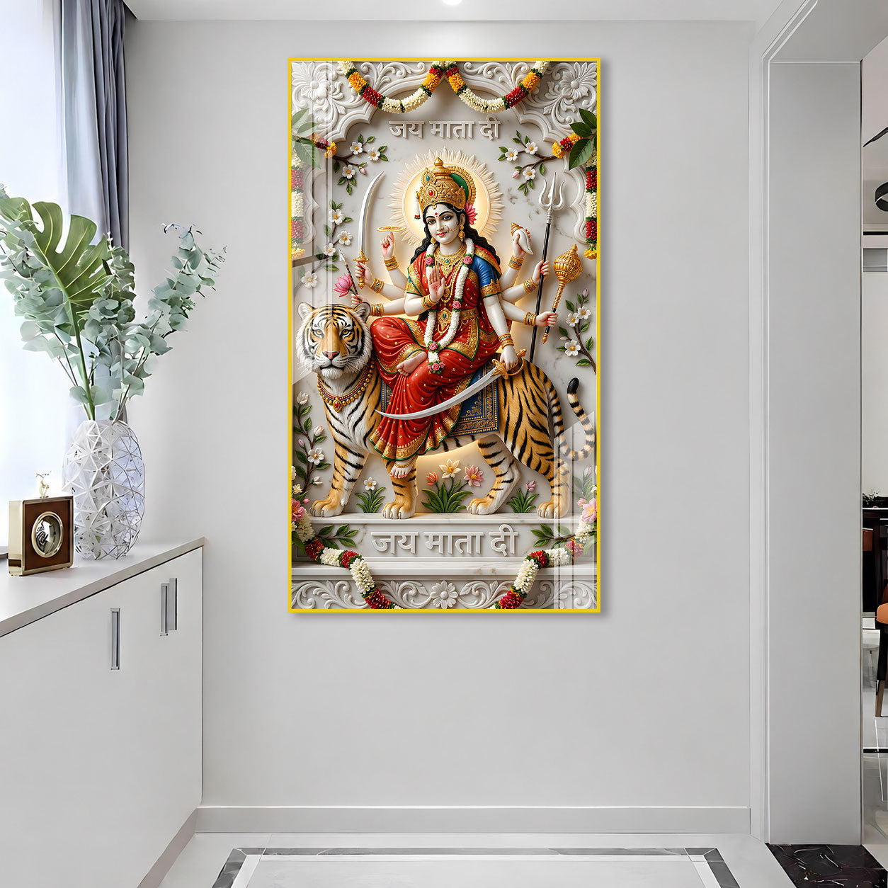 Luxury Durga Mata Acrylic Painting for Vastu Home Decor