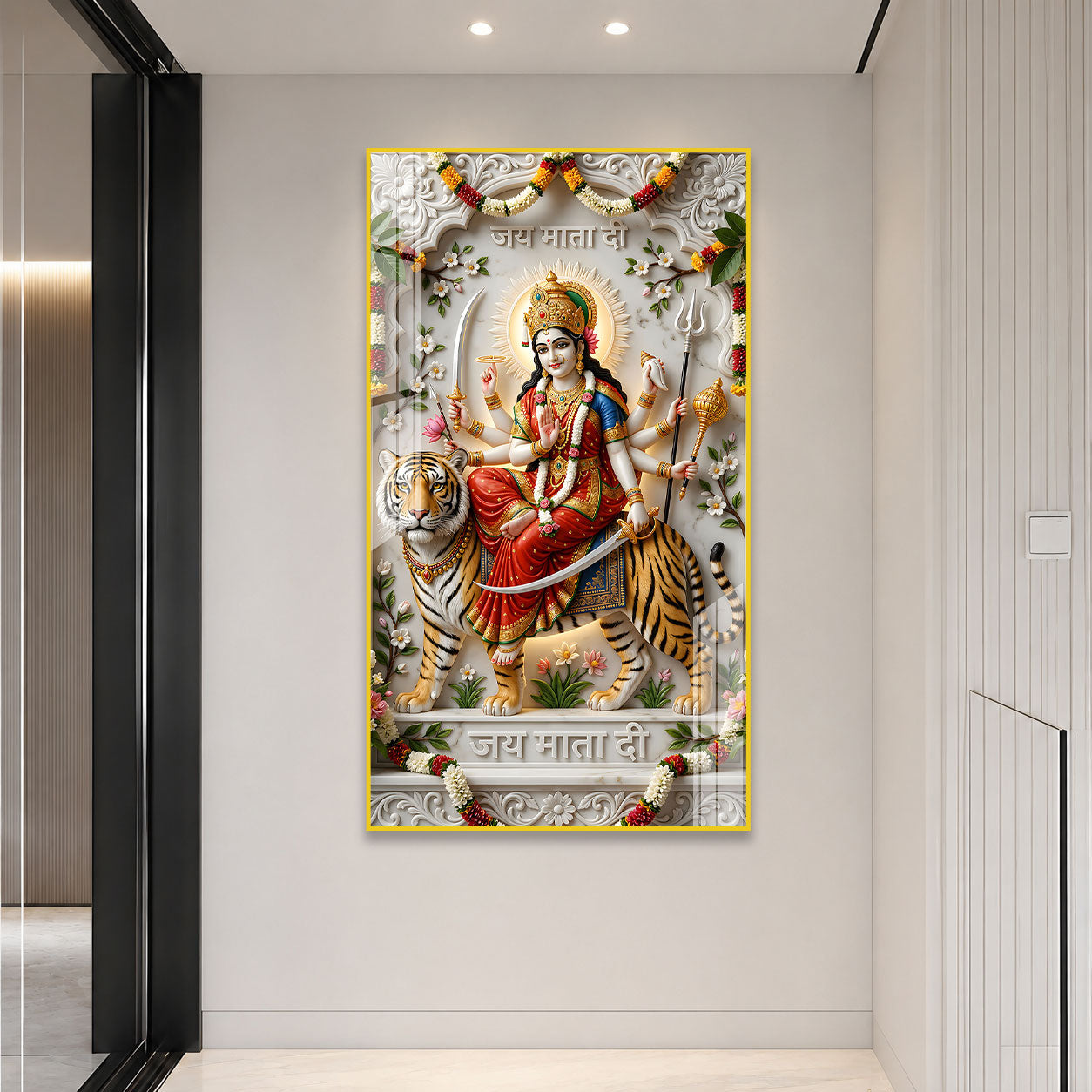 Luxury Durga Mata Acrylic Painting for Vastu Home Decor