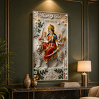Maa Durga White Tiger Acrylic Wall Art for Wealth & Protection