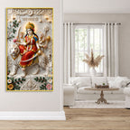 Maa Durga White Tiger Acrylic Wall Art for Wealth & Protection