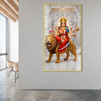 Maa Durga Acrylic Wall Painting with Lion for Home Decor