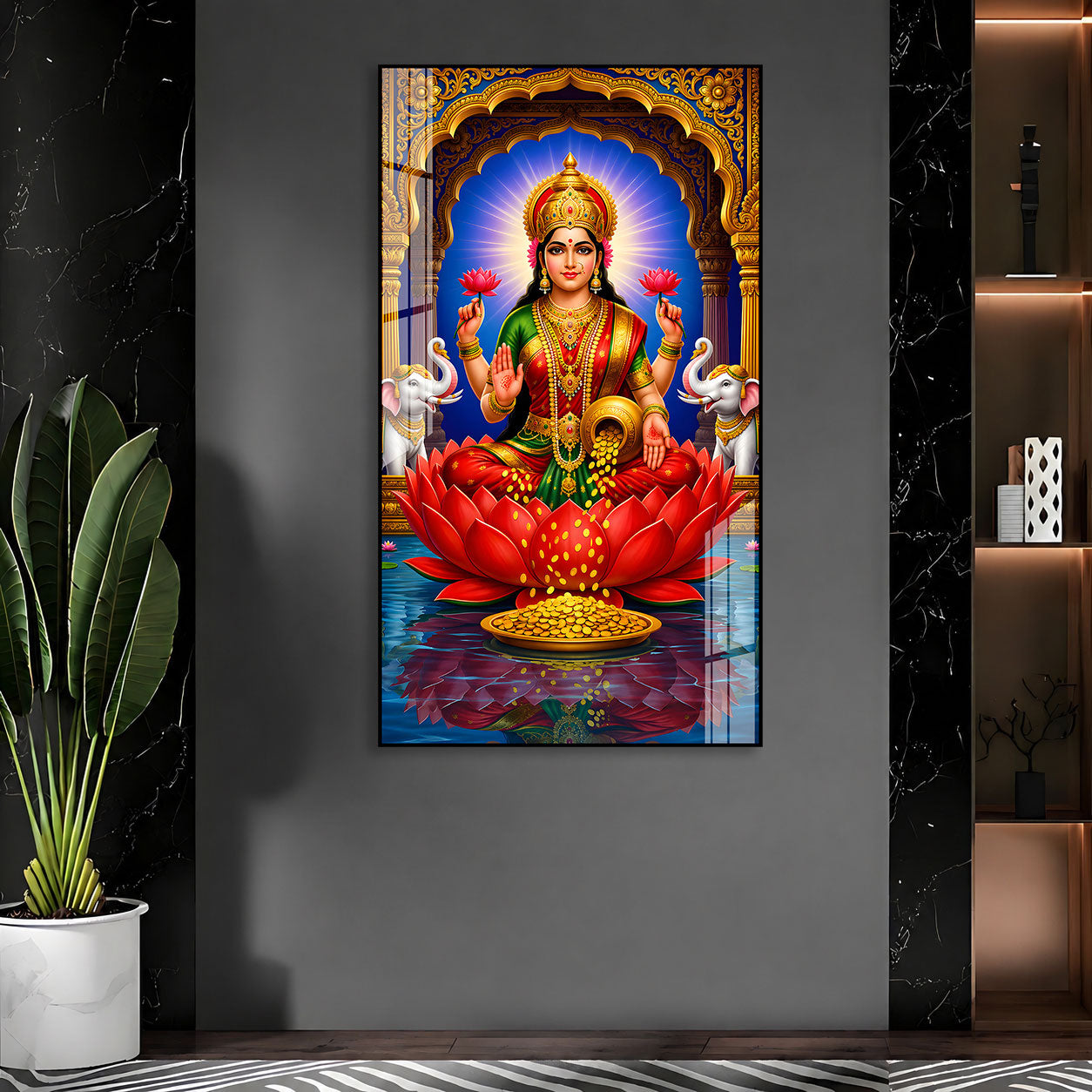 Sacred Mahalakshmi Acrylic Painting for Temple & Home Decor