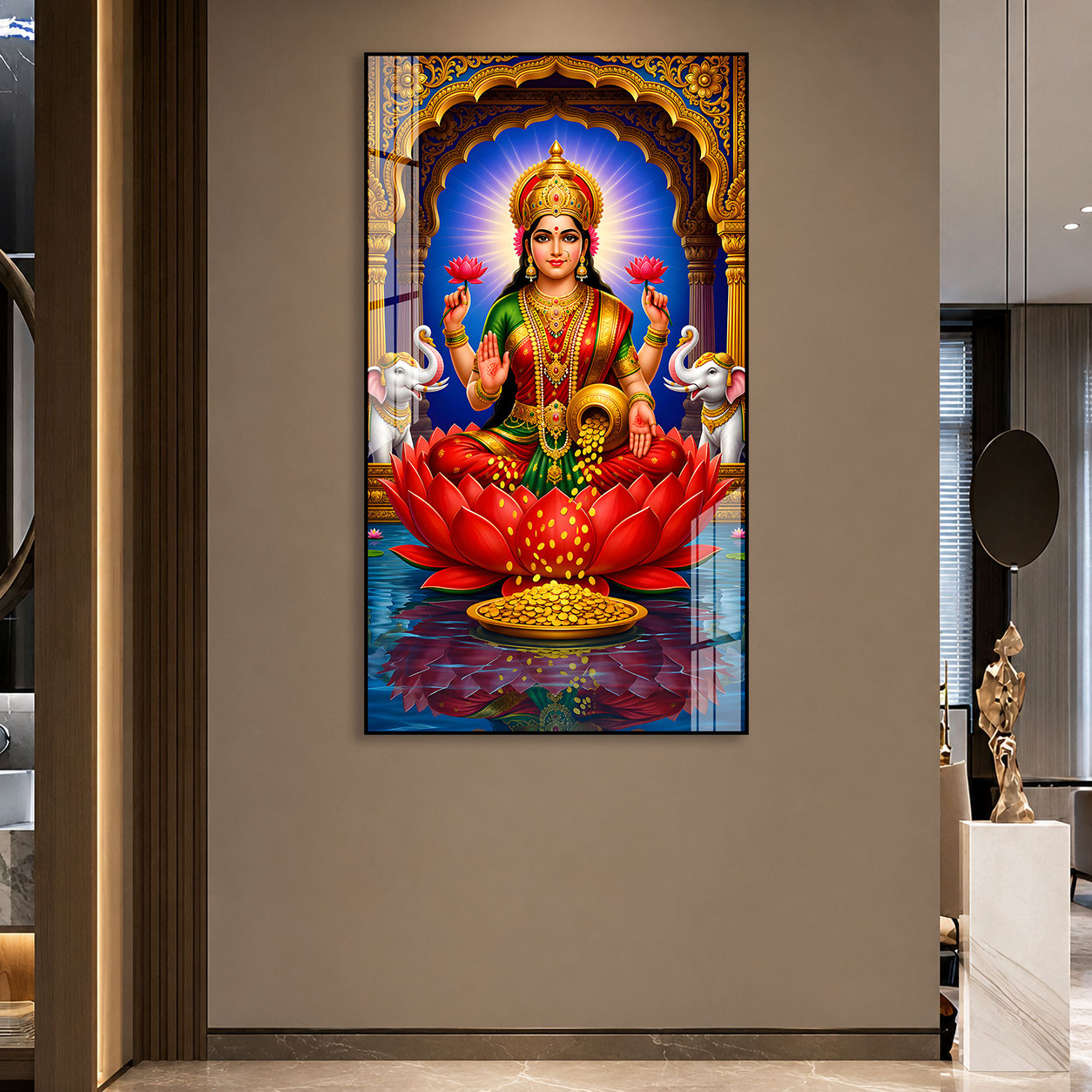 Sacred Mahalakshmi Acrylic Painting for Temple & Home Decor