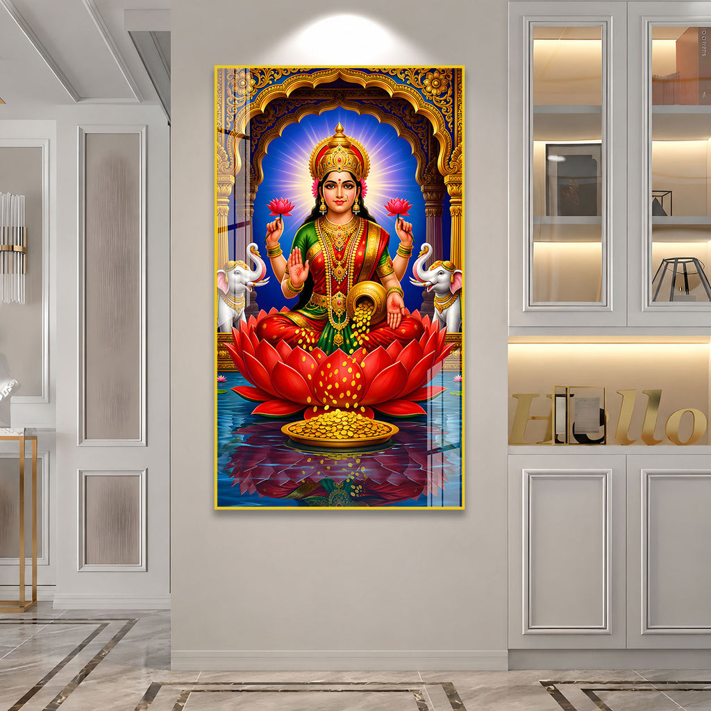 Sacred Mahalakshmi Acrylic Painting for Temple & Home Decor