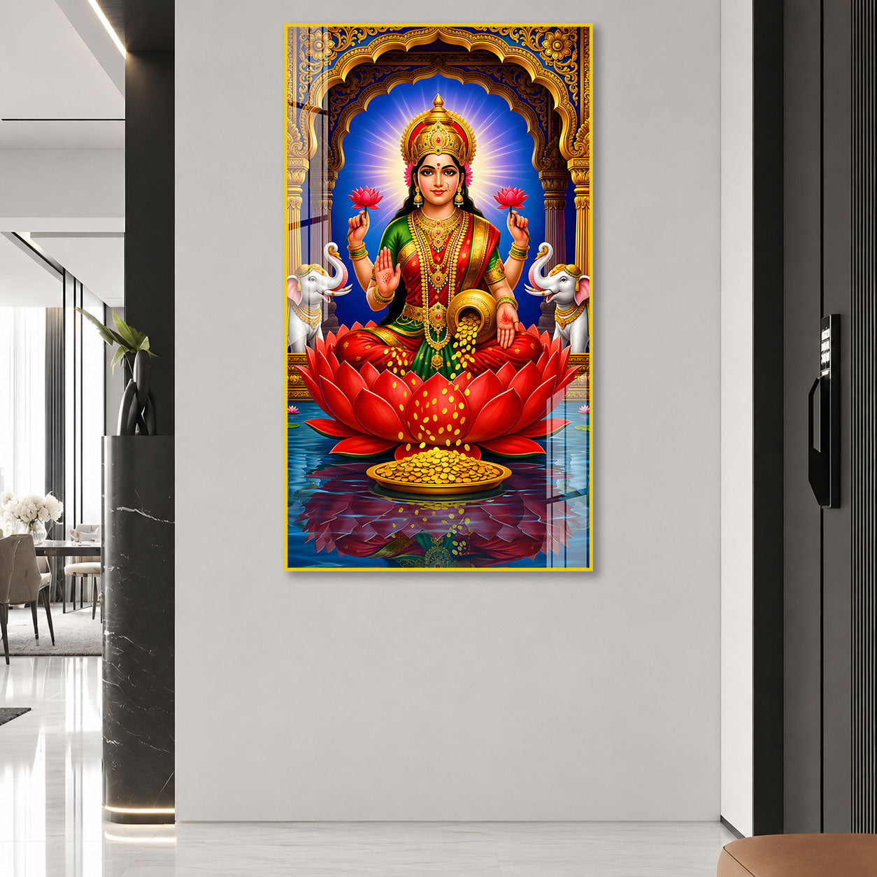 Sacred Mahalakshmi Acrylic Painting for Temple & Home Decor