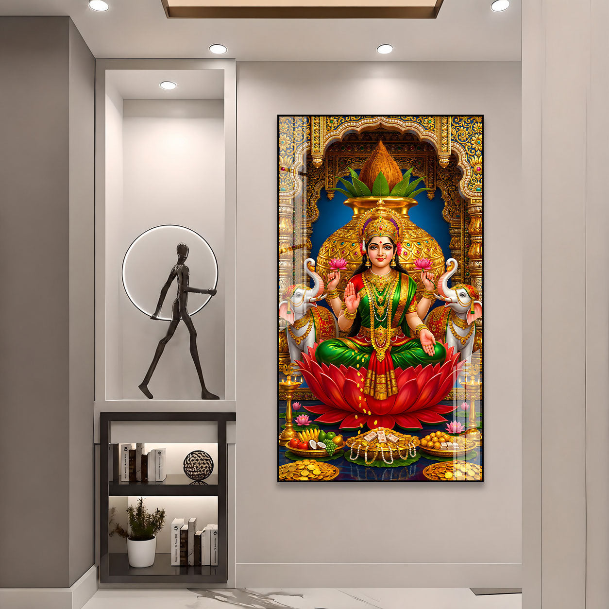 Mahalaxmi Lotus Acrylic Wall Art for Prosperity & Abundance