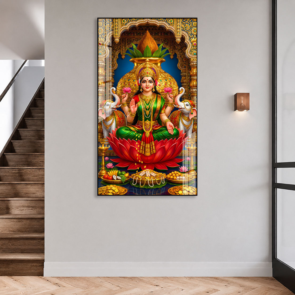 Mahalaxmi Lotus Acrylic Wall Art for Prosperity & Abundance