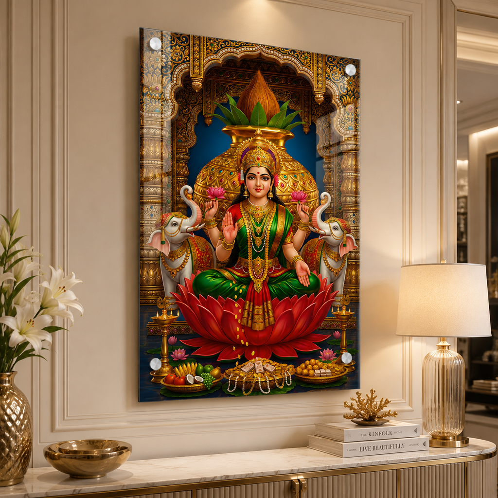 Mahalaxmi Lotus Acrylic Wall Art for Prosperity & Abundance