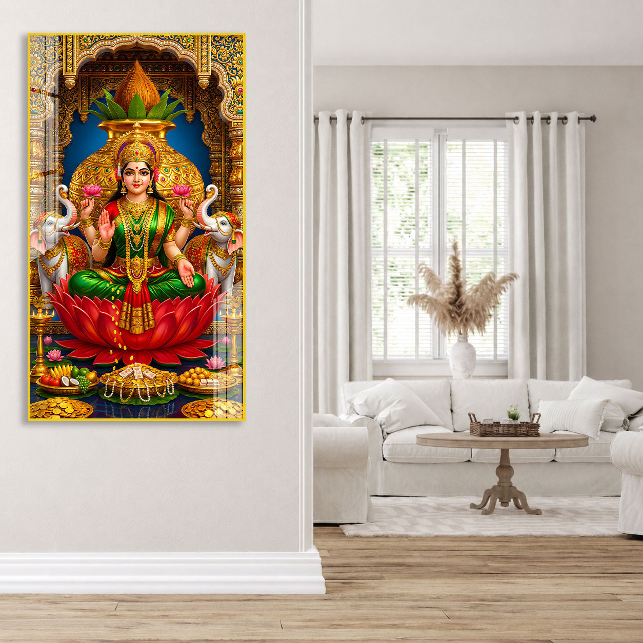 Mahalaxmi Lotus Acrylic Wall Art for Prosperity & Abundance
