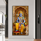 Lord Rama Royal Throne Acrylic Wall Painting for Home Temple, Pooja Room and Spiritual Decor