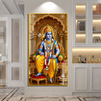 Lord Rama Royal Throne Acrylic Wall Painting for Home Temple, Pooja Room and Spiritual Decor