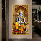 Lord Rama Royal Throne Acrylic Wall Painting for Home Temple, Pooja Room and Spiritual Decor