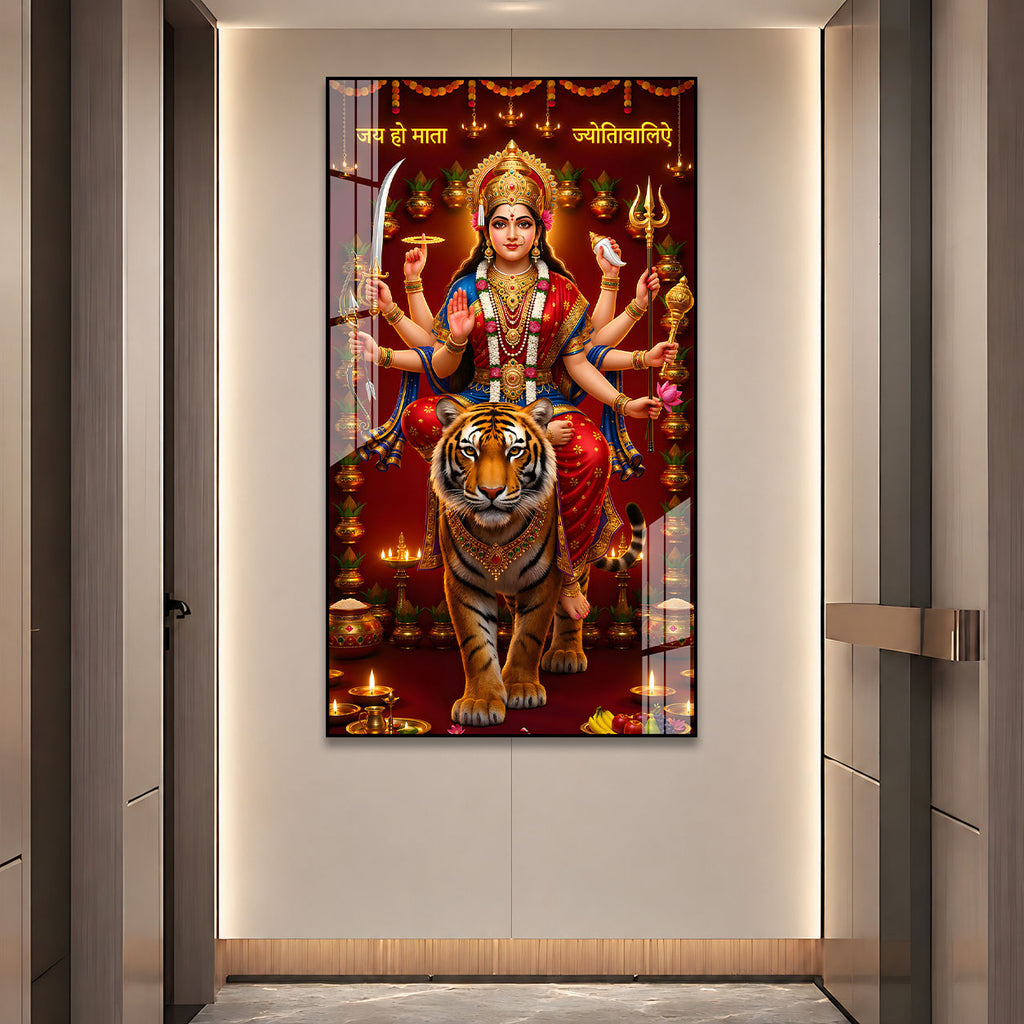 Sacred Durga Mata Acrylic Artwork for Temple Decoration
