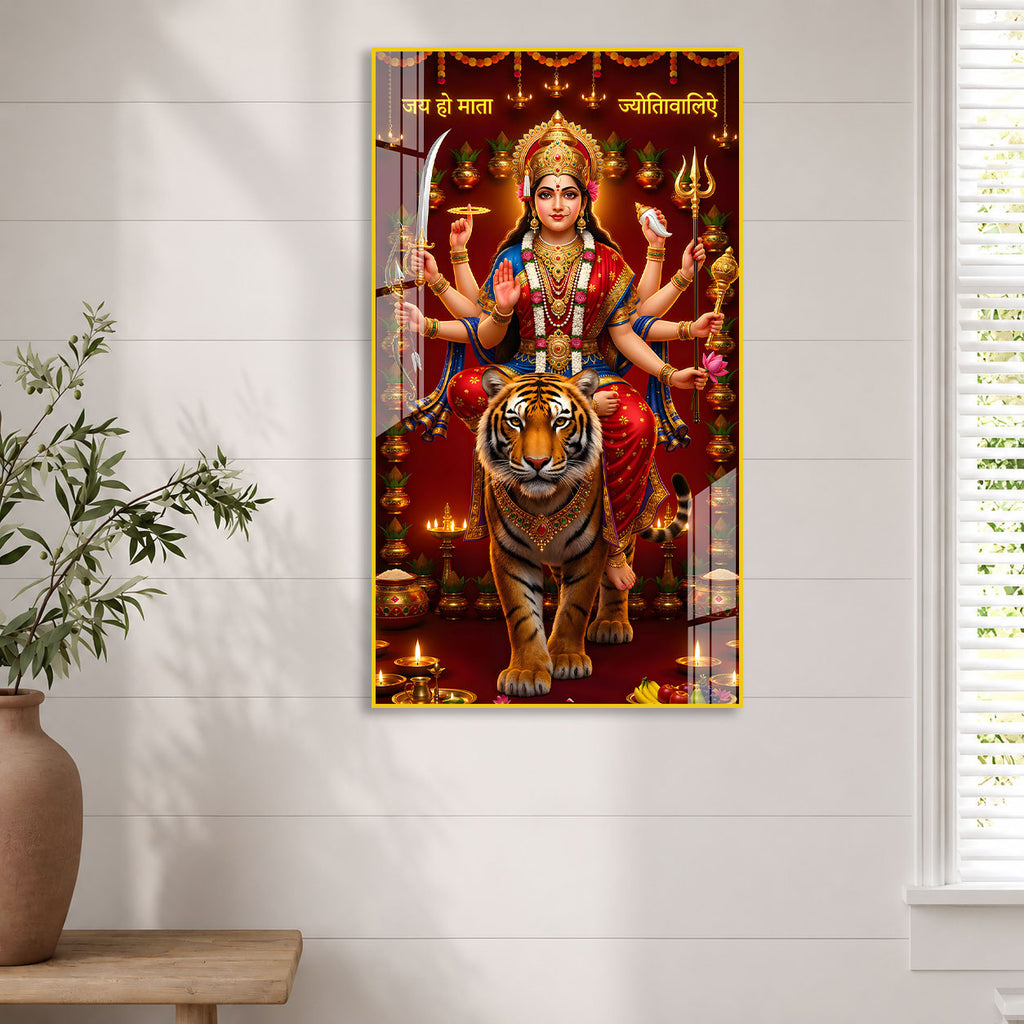 Sacred Durga Mata Acrylic Artwork for Temple Decoration