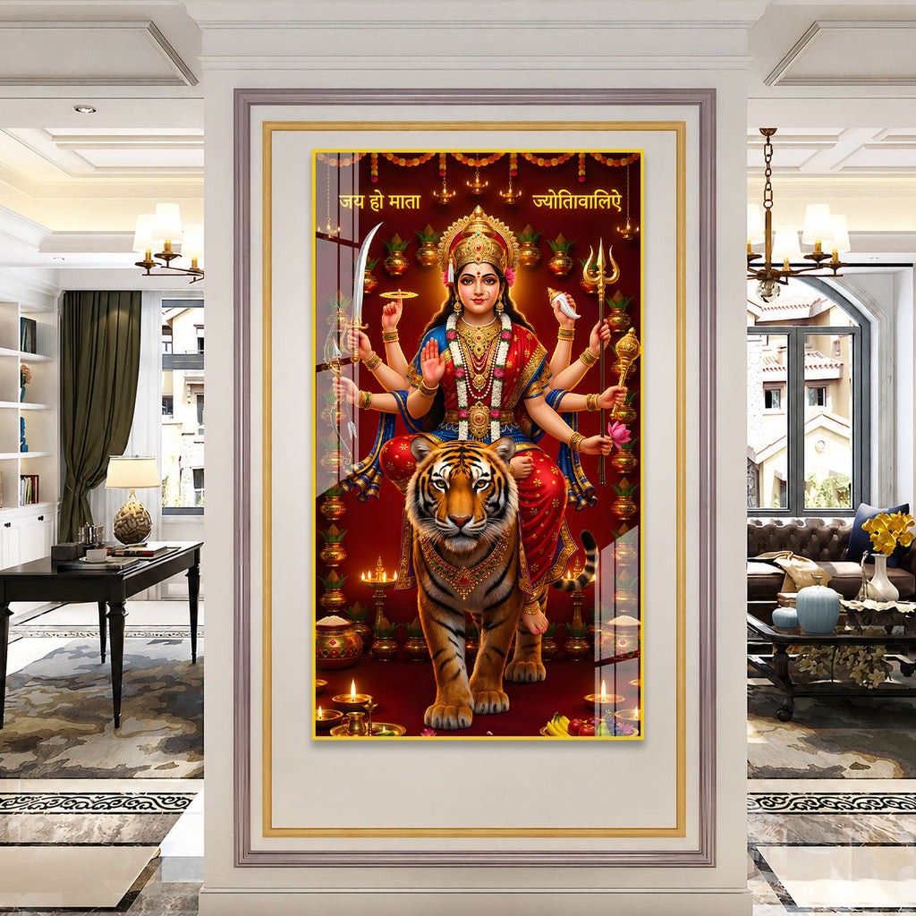 Sacred Durga Mata Acrylic Artwork for Temple Decoration