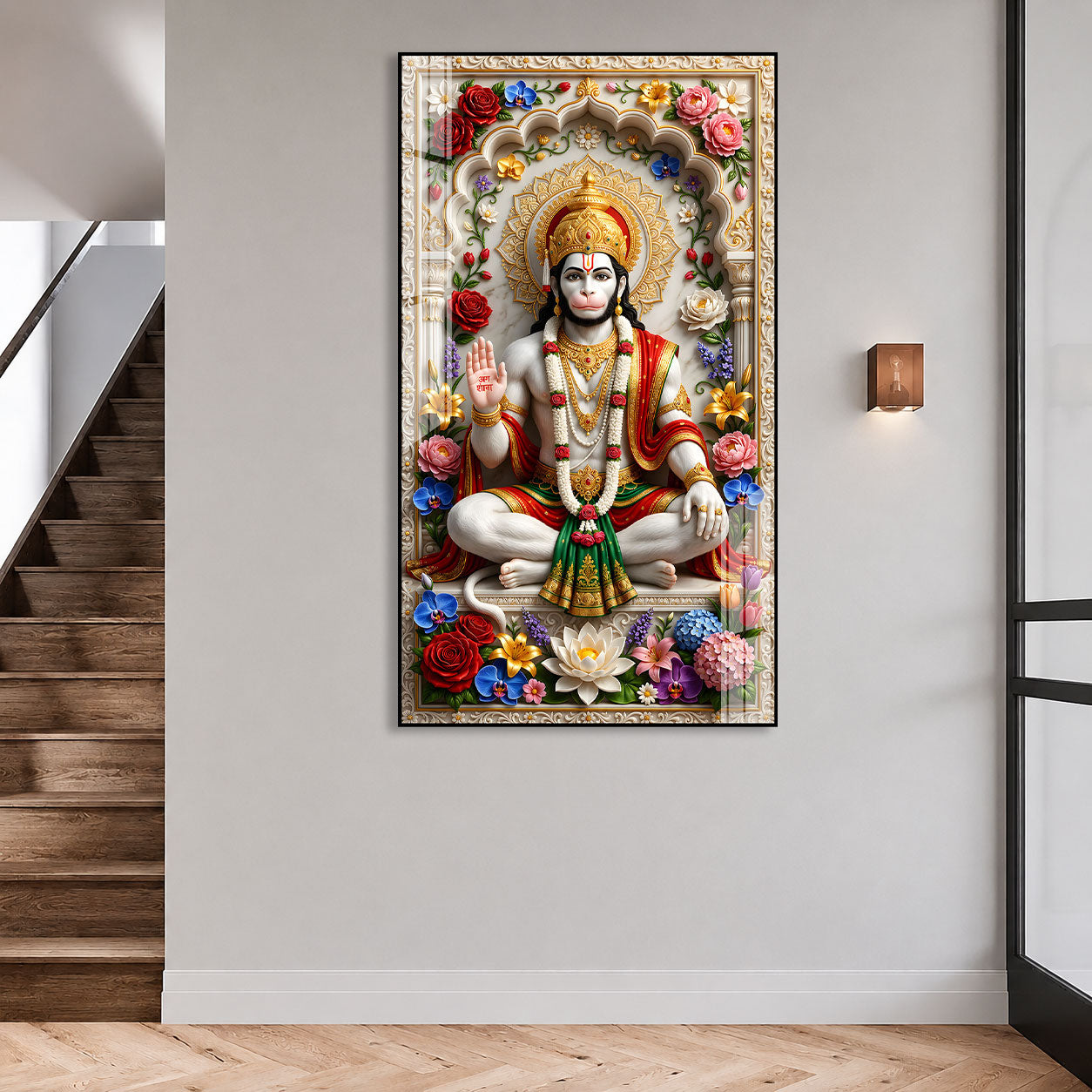 Premium Lord Hanuman Religious Acrylic Painting for Home Temple and Gifting