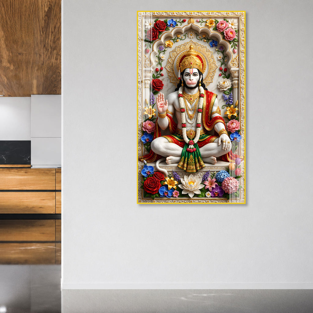 Premium Lord Hanuman Religious Acrylic Painting for Home Temple and Gifting