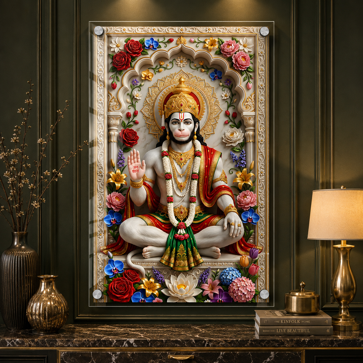 Premium Lord Hanuman Religious Acrylic Painting for Home Temple and Gifting