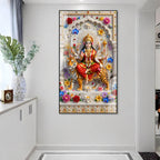 Durga Mata Sitting on Tiger Premium Acrylic Religious Wall Painting for Hindu Home Decor