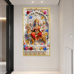 Durga Mata Sitting on Tiger Premium Acrylic Religious Wall Painting for Hindu Home Decor