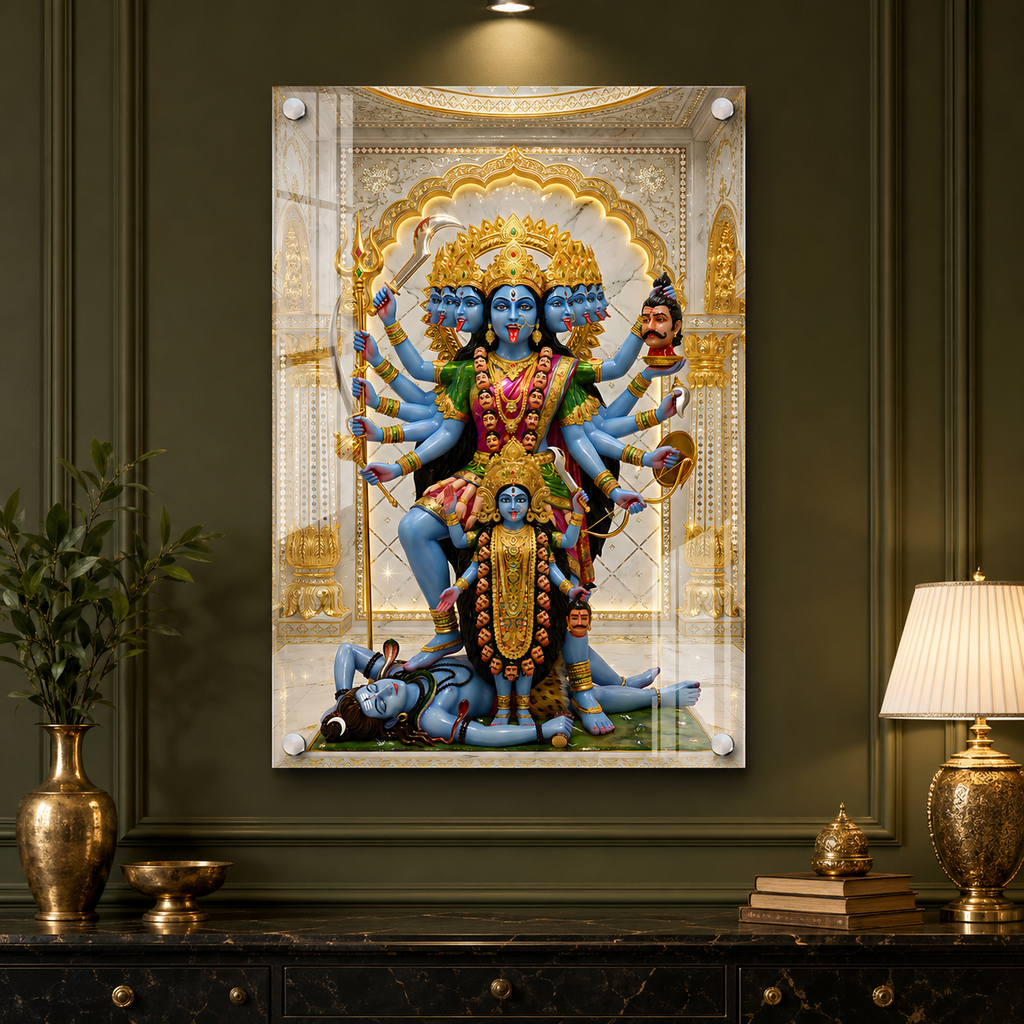Hindu Goddess Mahakali Premium Acrylic Wall Art for Home Temple and Office Decor