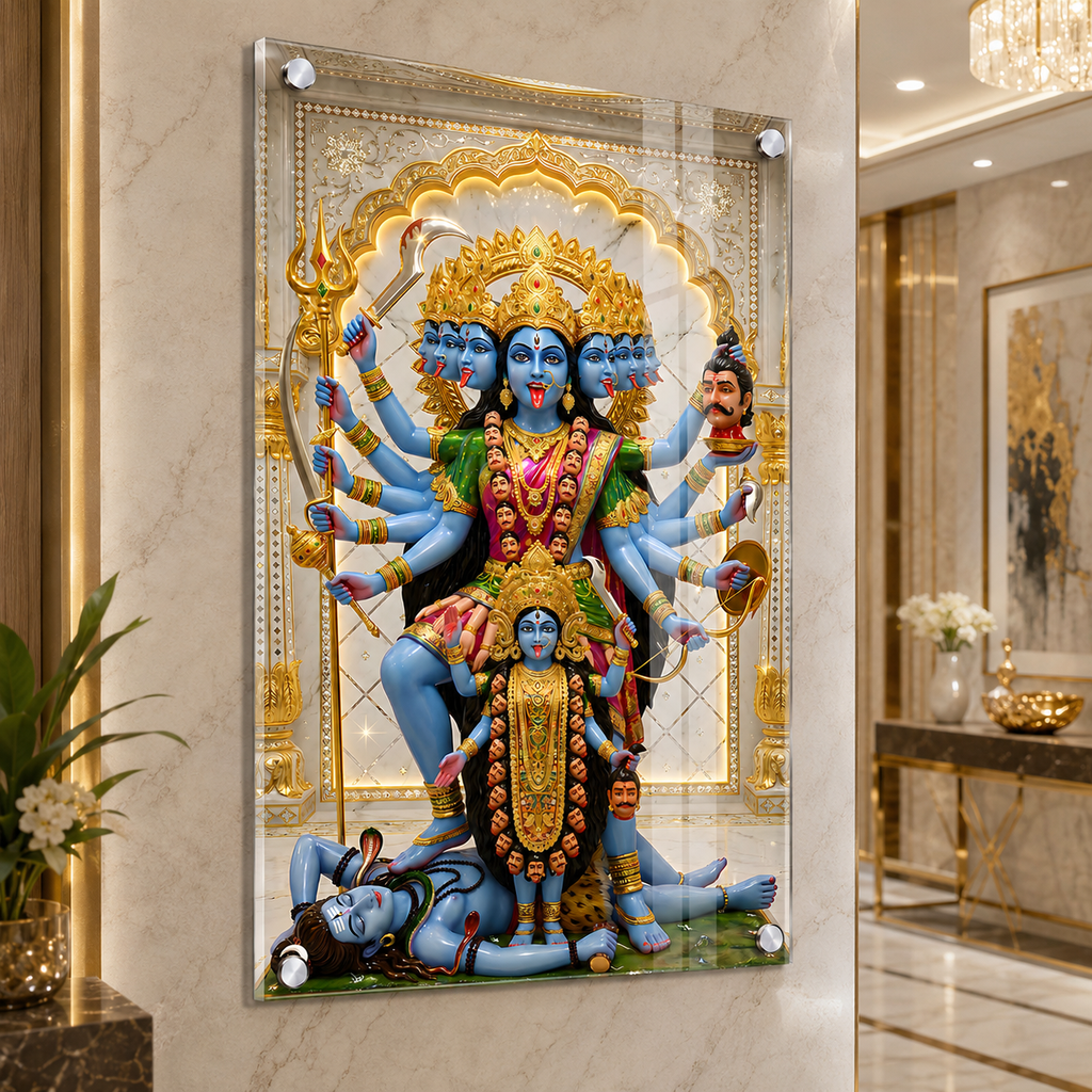 Hindu Goddess Mahakali Premium Acrylic Wall Art for Home Temple and Office Decor