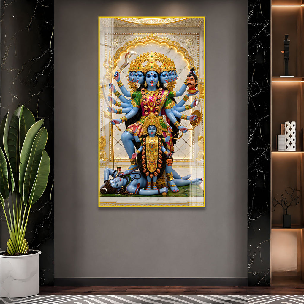 Hindu Goddess Mahakali Premium Acrylic Wall Art for Home Temple and Office Decor