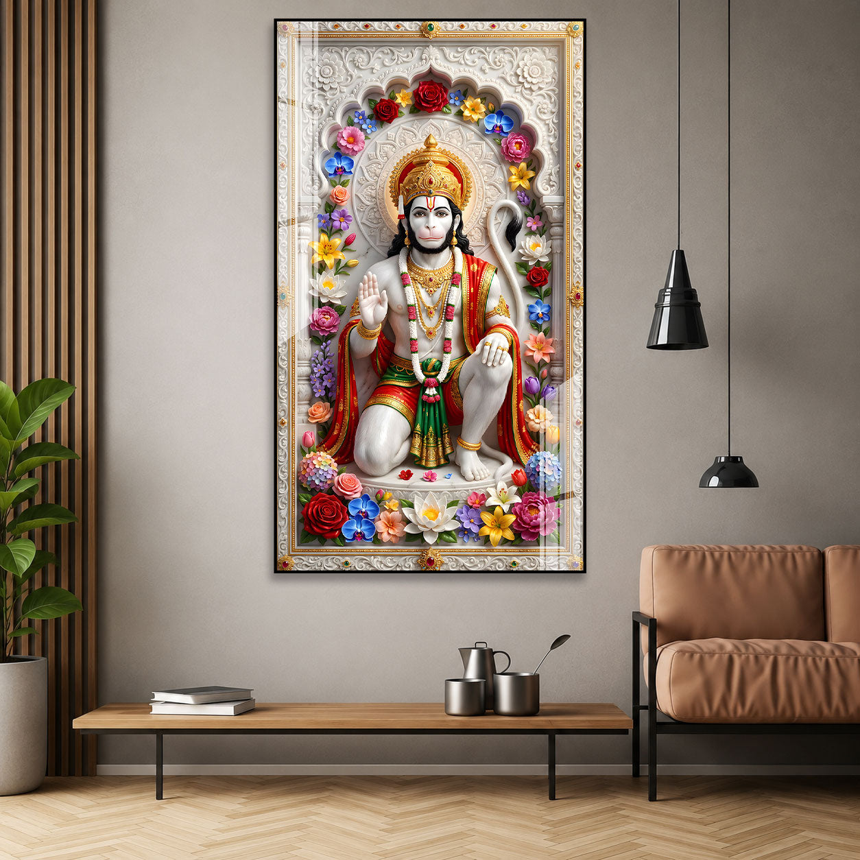 Sacred Ram Bhakt Hanuman Ji Premium Acrylic Painting for Spiritual Home Decor