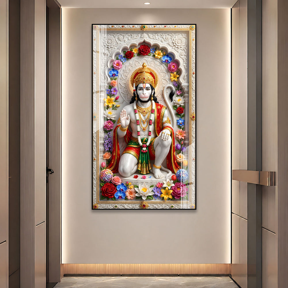 Sacred Ram Bhakt Hanuman Ji Premium Acrylic Painting for Spiritual Home Decor