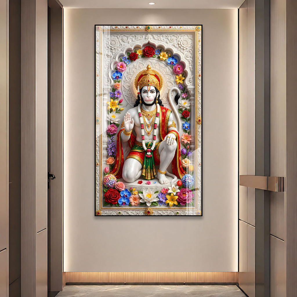 Sacred Ram Bhakt Hanuman Ji Premium Acrylic Painting for Spiritual Home Decor