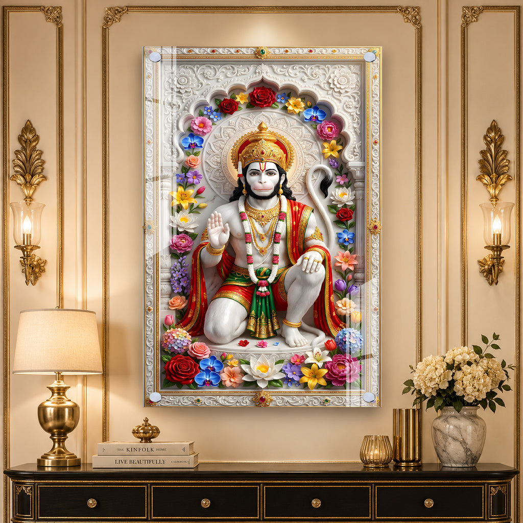 Sacred Ram Bhakt Hanuman Ji Premium Acrylic Painting for Spiritual Home Decor