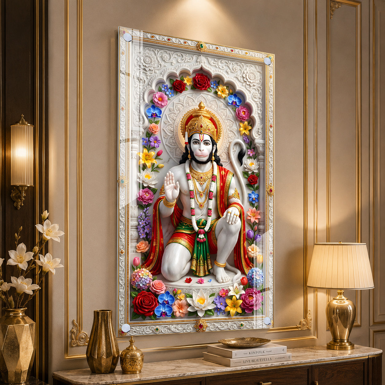 Sacred Ram Bhakt Hanuman Ji Premium Acrylic Painting for Spiritual Home Decor