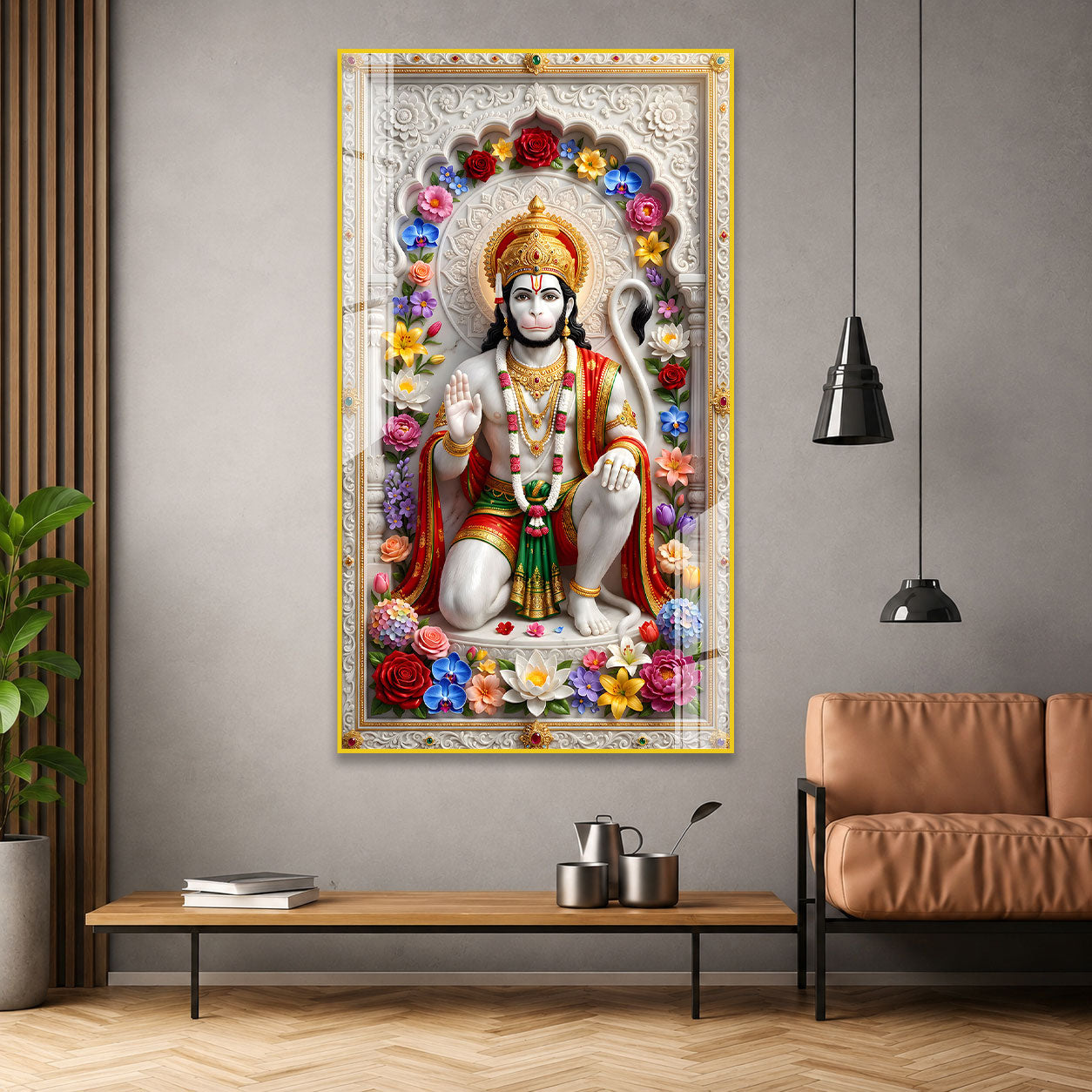 Sacred Ram Bhakt Hanuman Ji Premium Acrylic Painting for Spiritual Home Decor