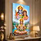 Luxury Lord Hanuman Devotional Acrylic Painting with Ram Sita Divine Wall Decor