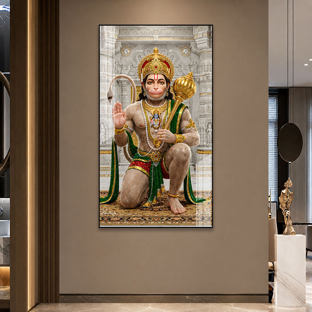Premium Hanuman Ji Acrylic Wall Painting for Pooja Room, Office and Living Room