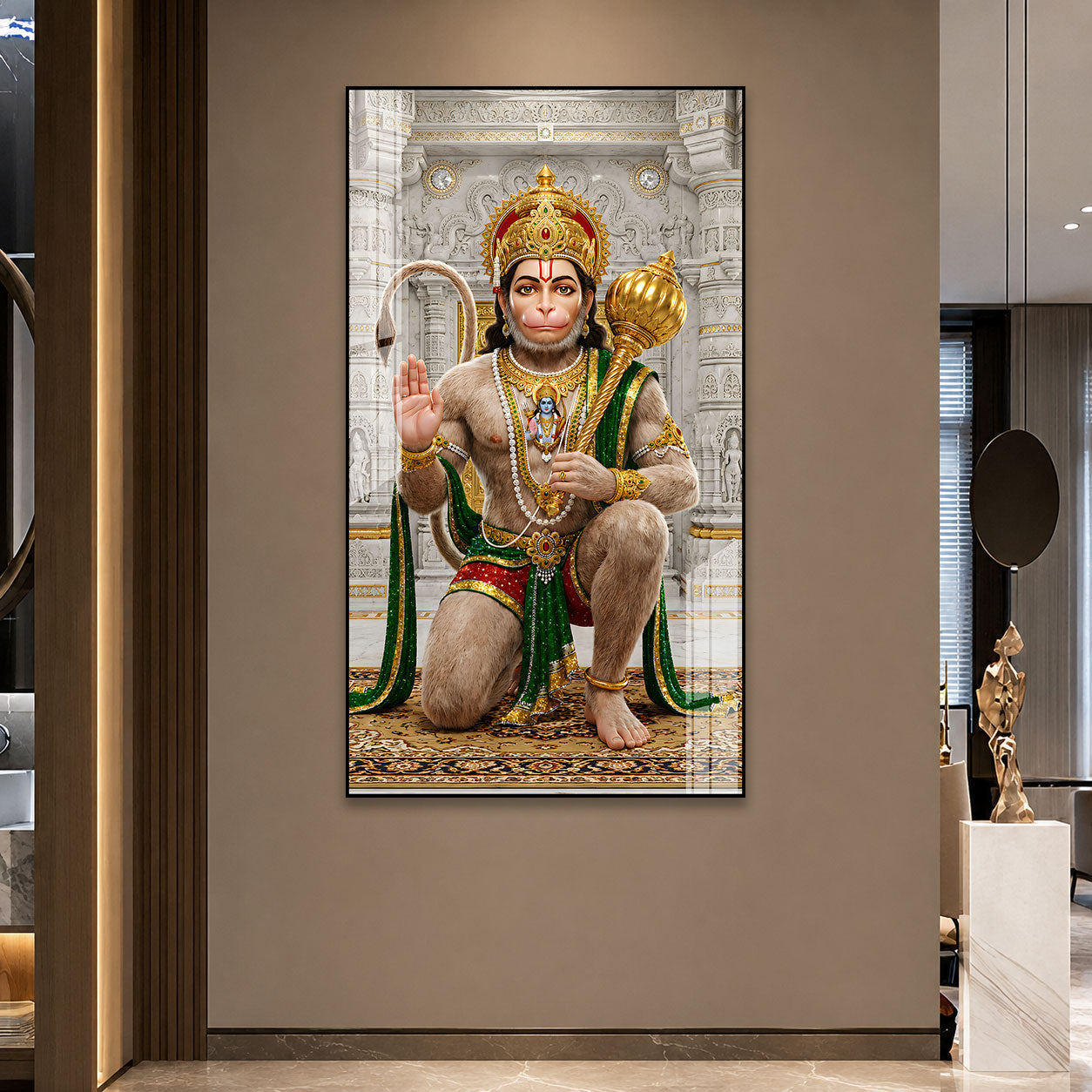 Premium Hanuman Ji Acrylic Wall Painting for Pooja Room, Office and Living Room