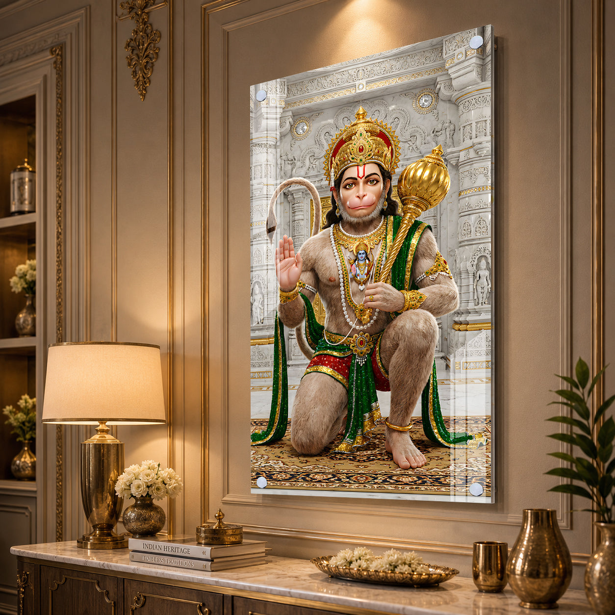 Premium Hanuman Ji Acrylic Wall Painting for Pooja Room, Office and Living Room