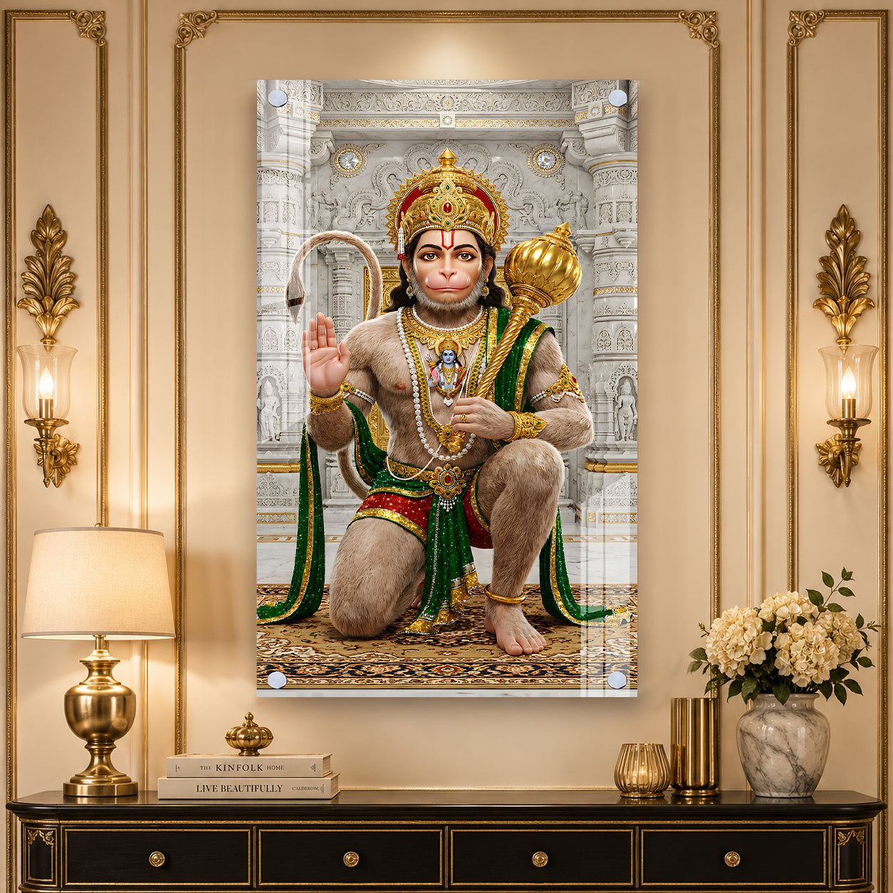 Premium Hanuman Ji Acrylic Wall Painting for Pooja Room, Office and Living Room