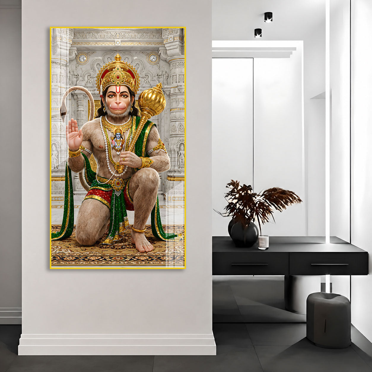 Premium Hanuman Ji Acrylic Wall Painting for Pooja Room, Office and Living Room