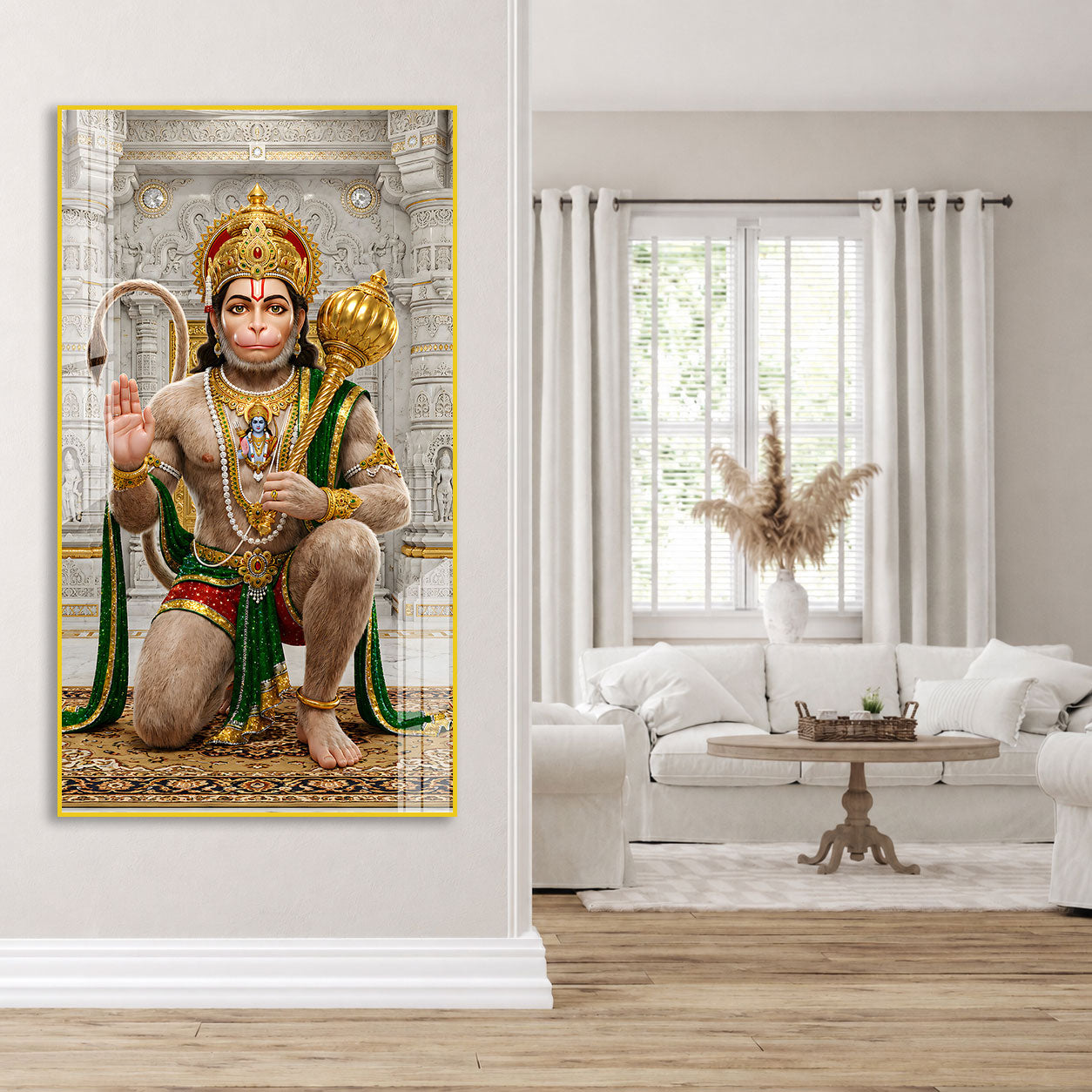 Premium Hanuman Ji Acrylic Wall Painting for Pooja Room, Office and Living Room