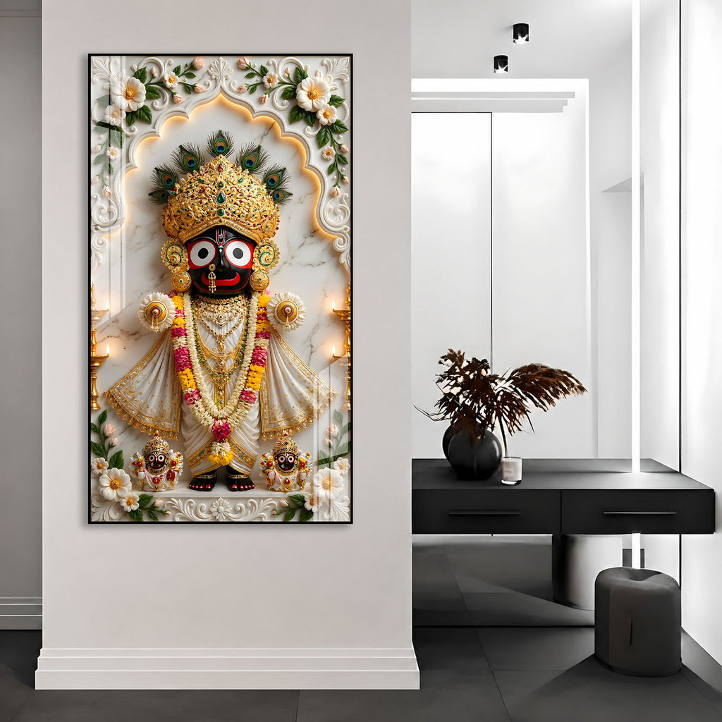 Premium Lord Jagannath Acrylic Wall Painting for Home Temple and Pooja Room Decor