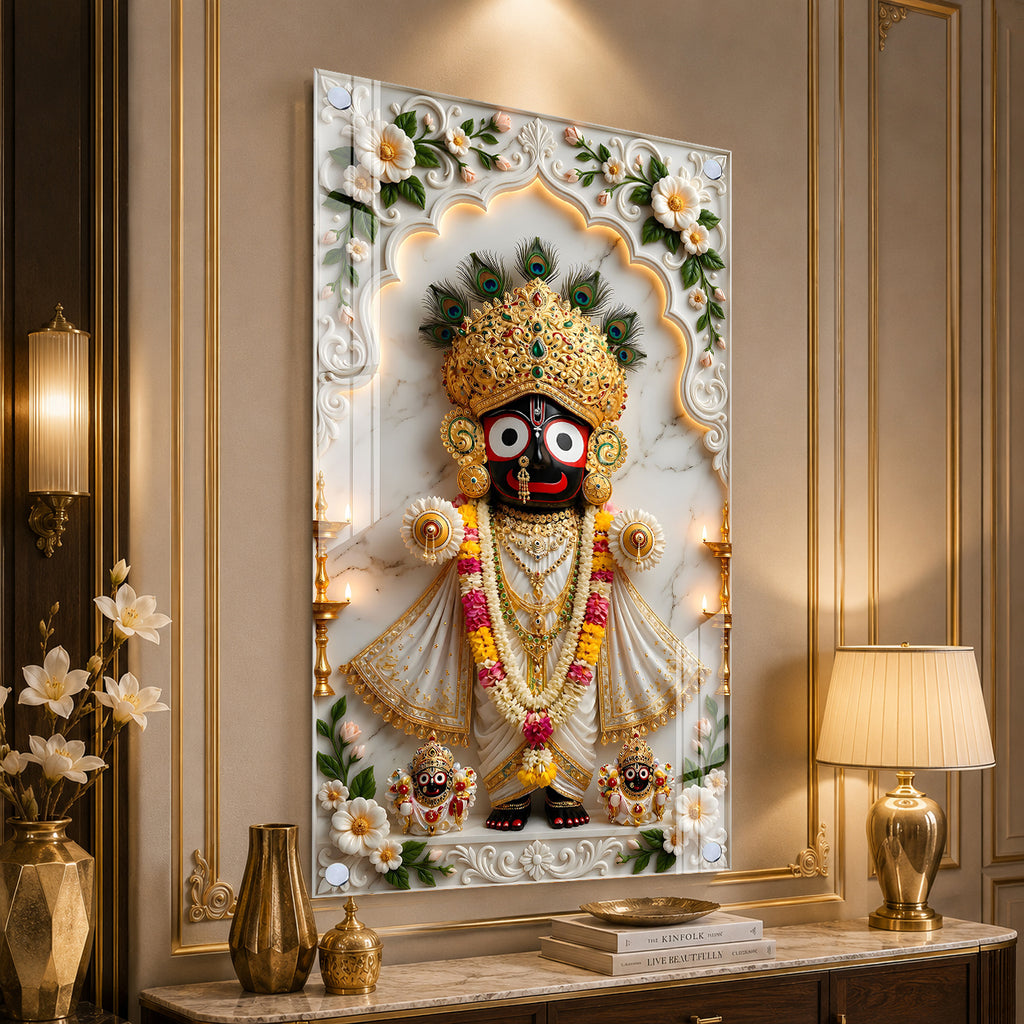 Premium Lord Jagannath Acrylic Wall Painting for Home Temple and Pooja Room Decor