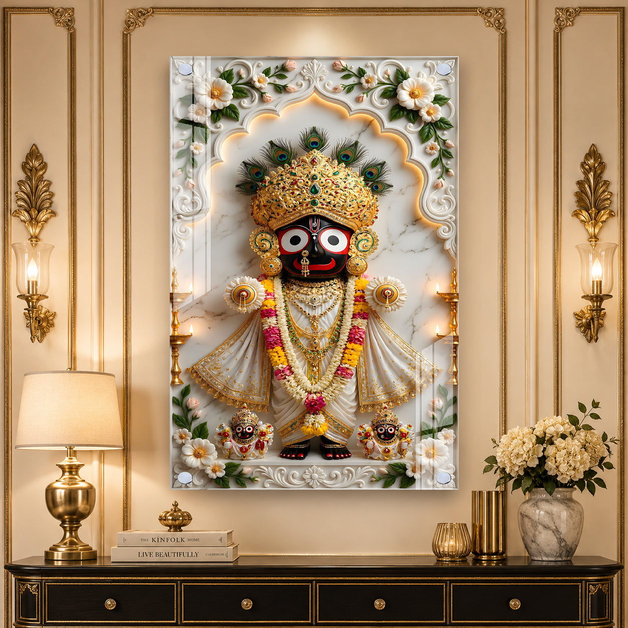 Premium Lord Jagannath Acrylic Wall Painting for Home Temple and Pooja Room Decor